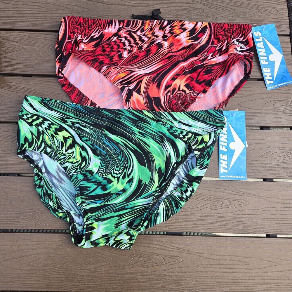 TYR The Finals Air Whirl All Over Racer Briefs, Mens Size 38 Bundle Of 2 NEW